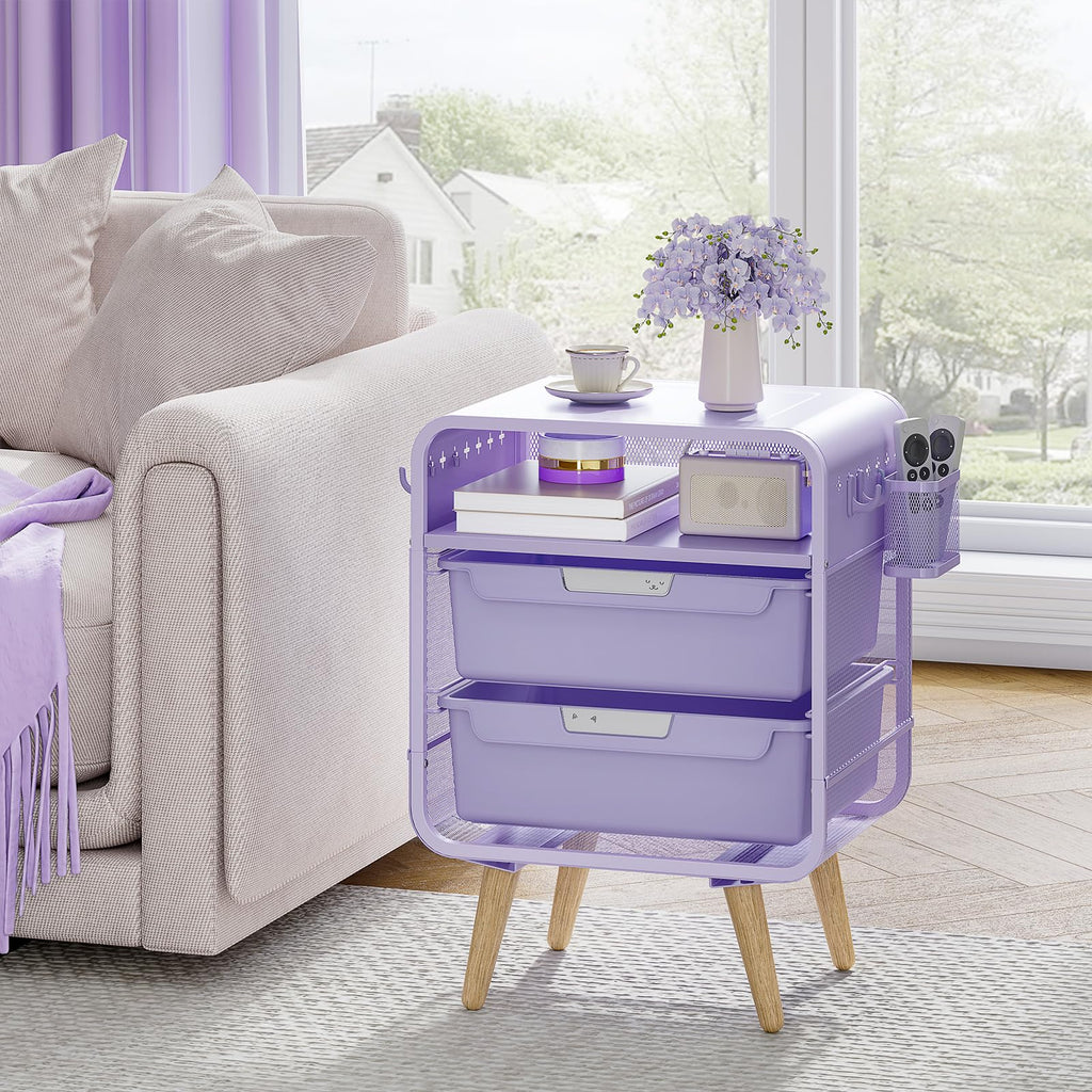 Kids Nightstand, Girls Bedside Table, Night Side Table, Purple K20764