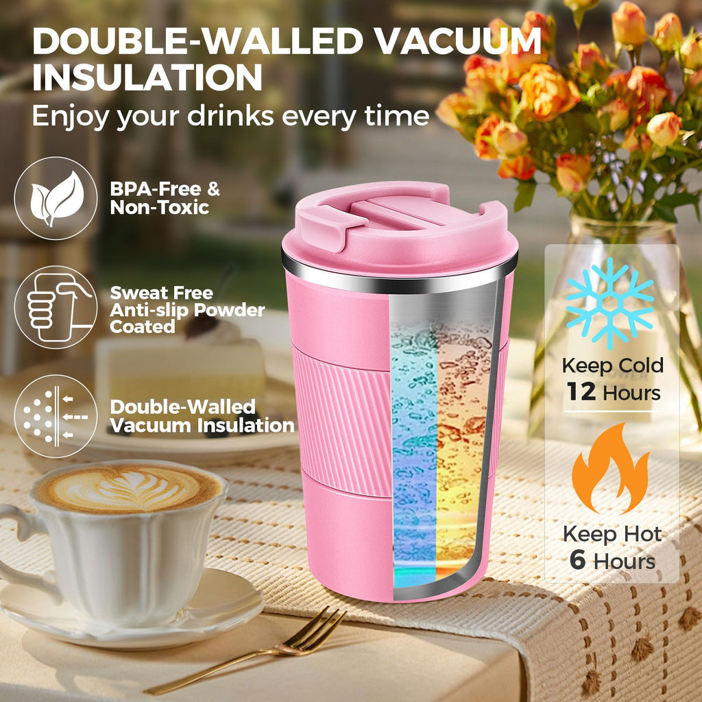 13 oz Stainless Steel Insulated Travel Coffee Mug 2 Pack Y546184