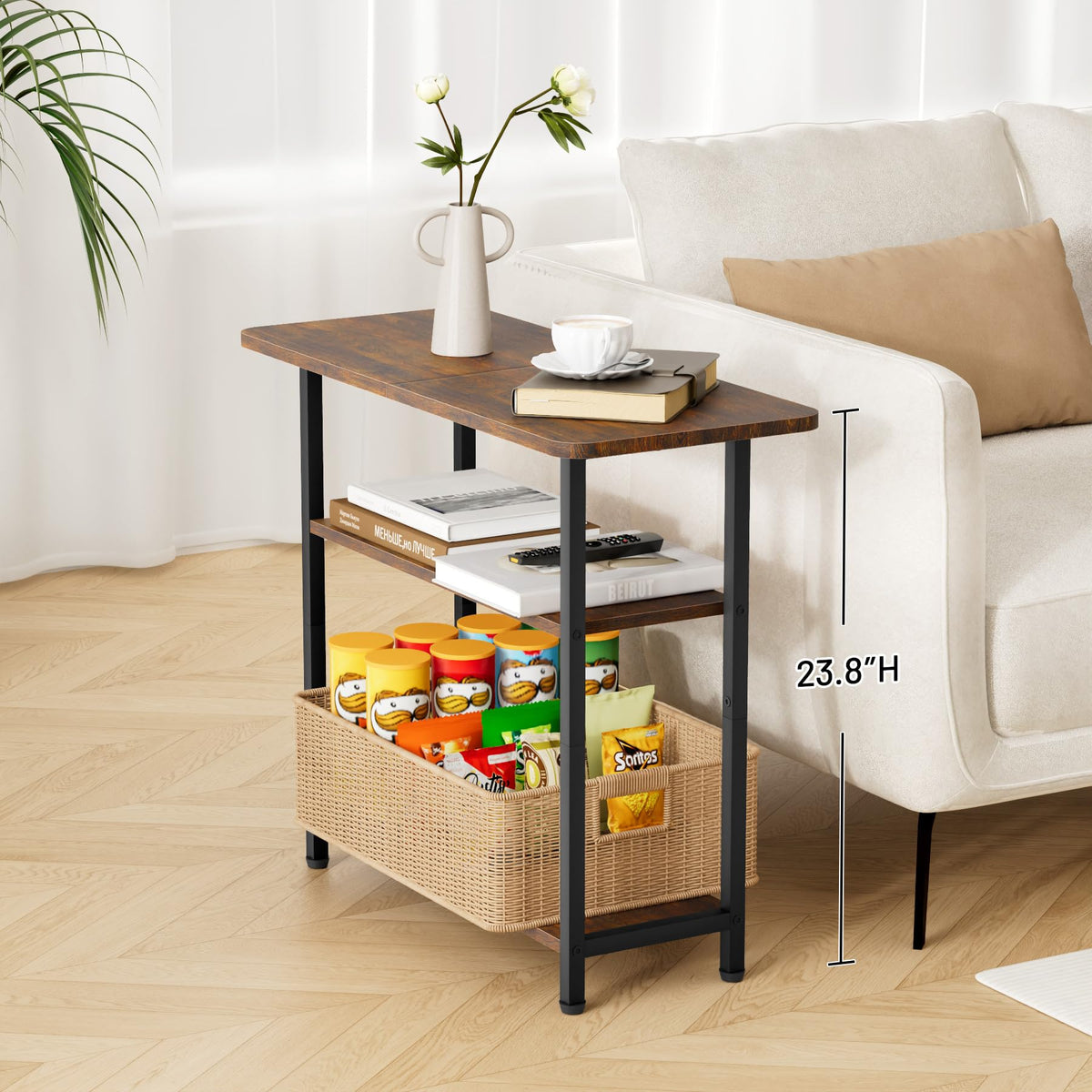 3-Tier Side Table with Storage Tabletop A618