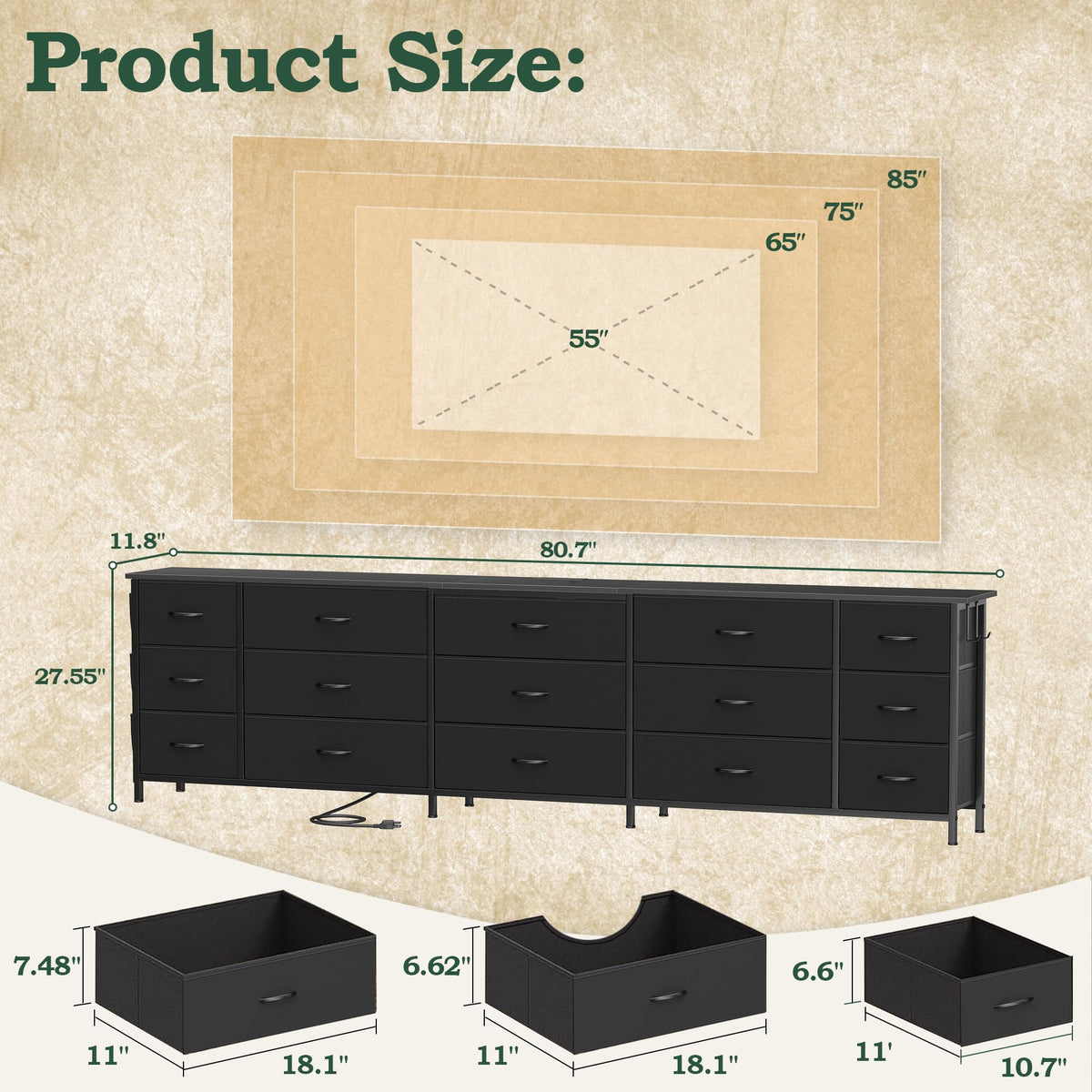 80.7" 15 Drawer Long Dresser N2326