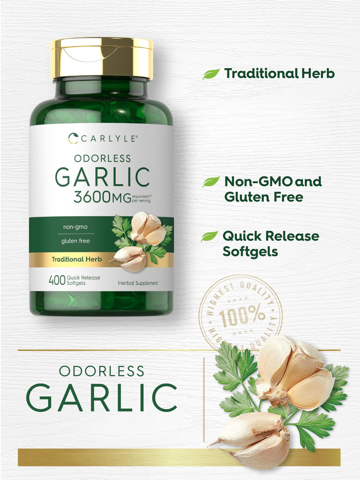 Odorless Garlic Supplement 400 Softgels I954199