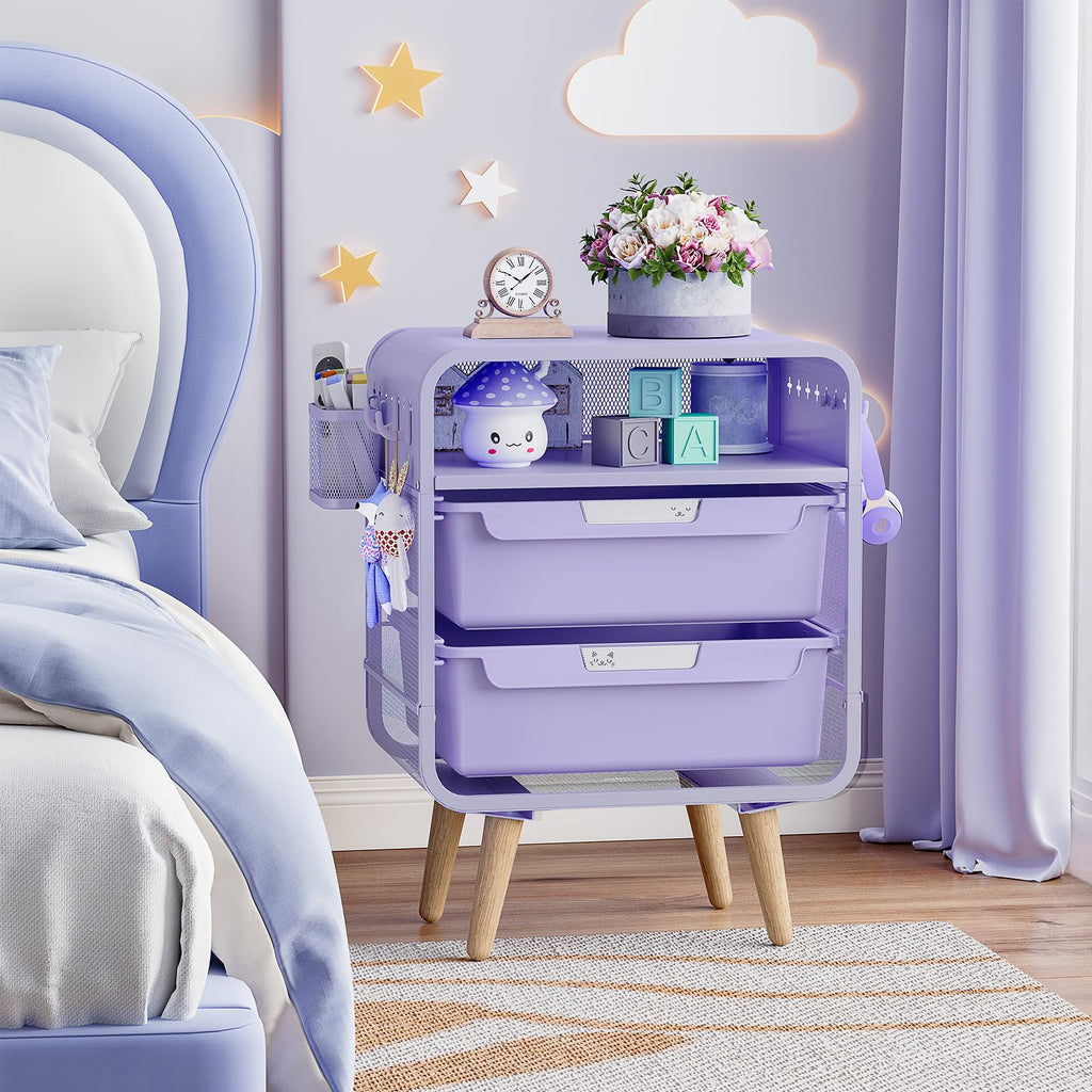 Kids Nightstand, Girls Bedside Table, Night Side Table, Purple K20764