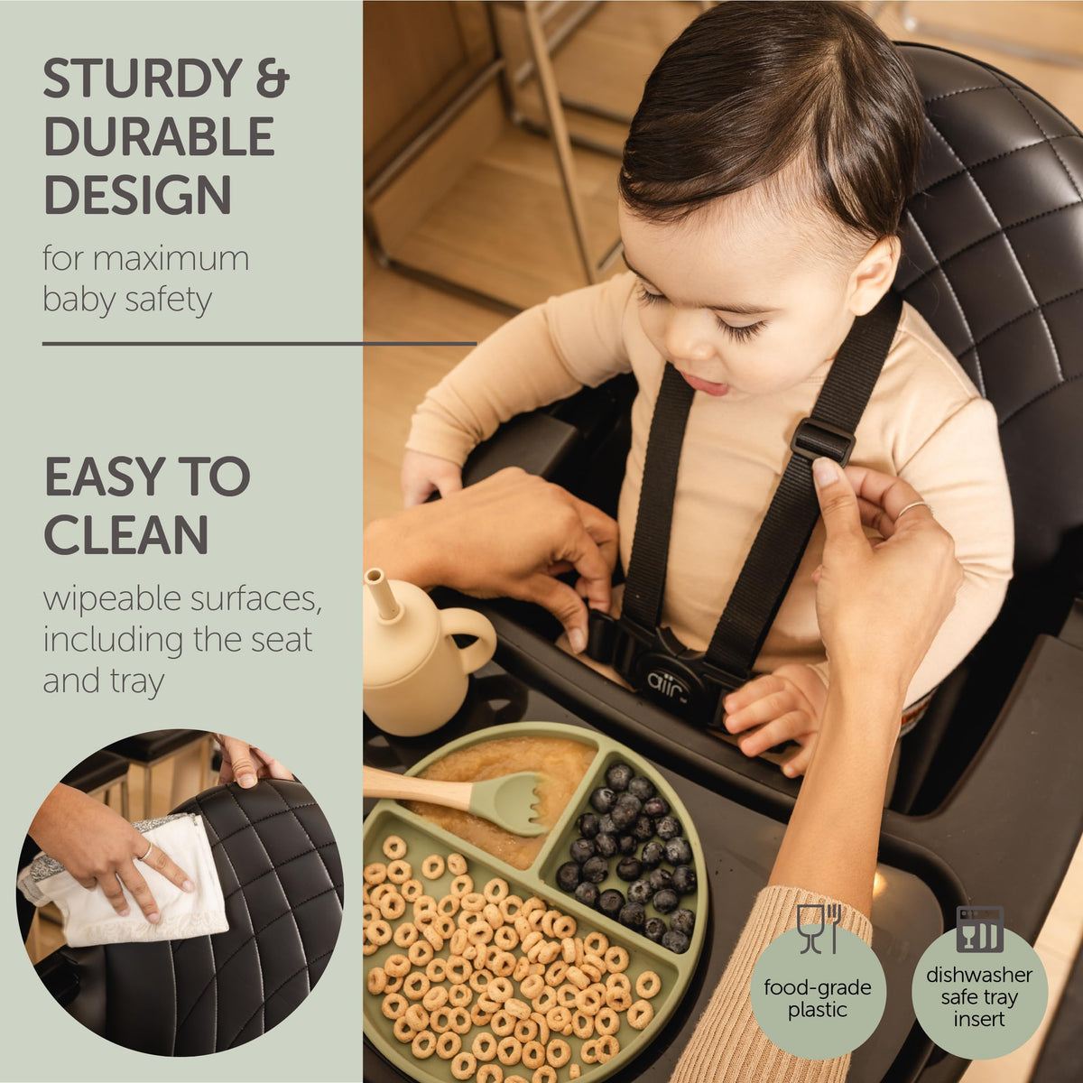 Convertible Wooden High Chair with Adjustable Height U972