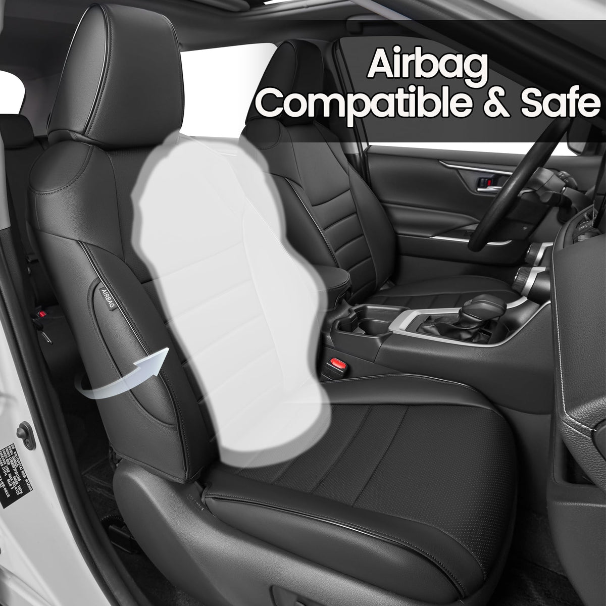 Black Leather 5 Seats Car Seat Covers Set C6723