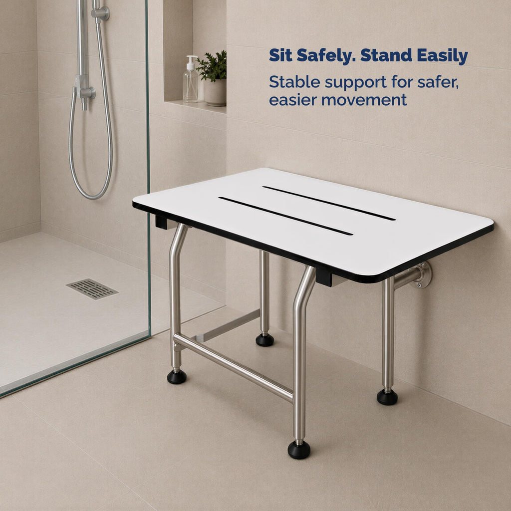 Wall Mounted Phenolic Folding Shower Seat with Legs A9092