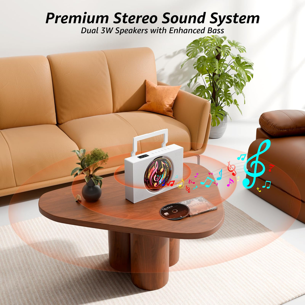 Portable CD Player Boombox with Bluetooth FM Radio S359