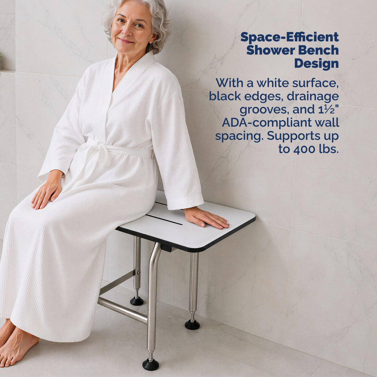 Wall Mounted Phenolic Folding Shower Seat with Legs A9092