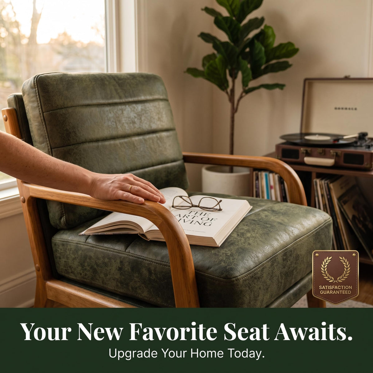 Mid Century Modern Faux Leather Accent Chair Set of 2 G5948