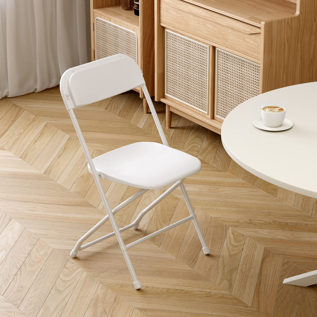6 Pack White Plastic Folding Chair with Steel Frame F417