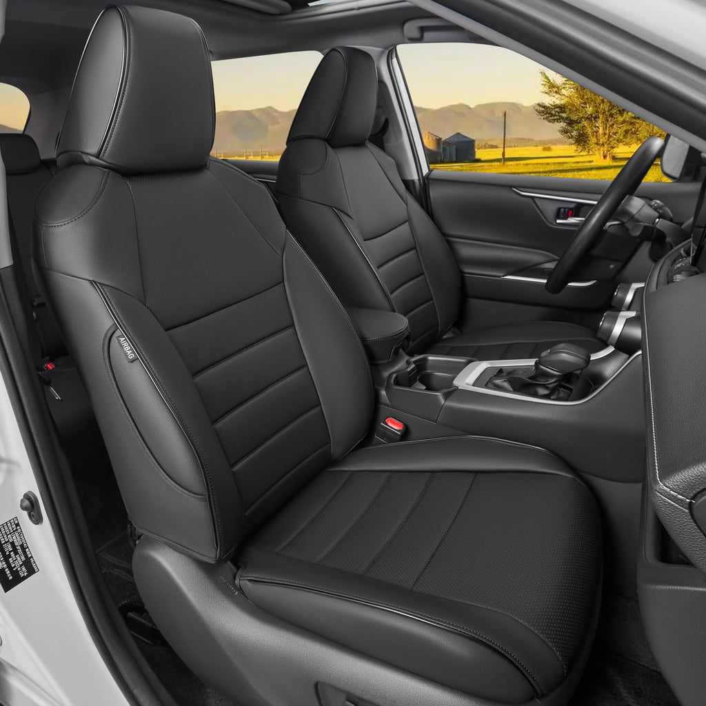 Black Leather 5 Seats Car Seat Covers Set C6723