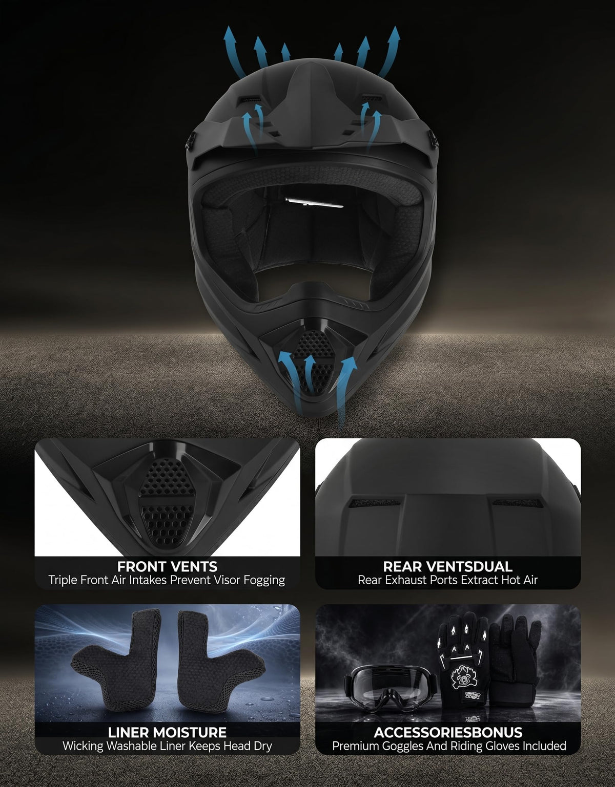 Kids Full Face Motorcycle Helmet C6802