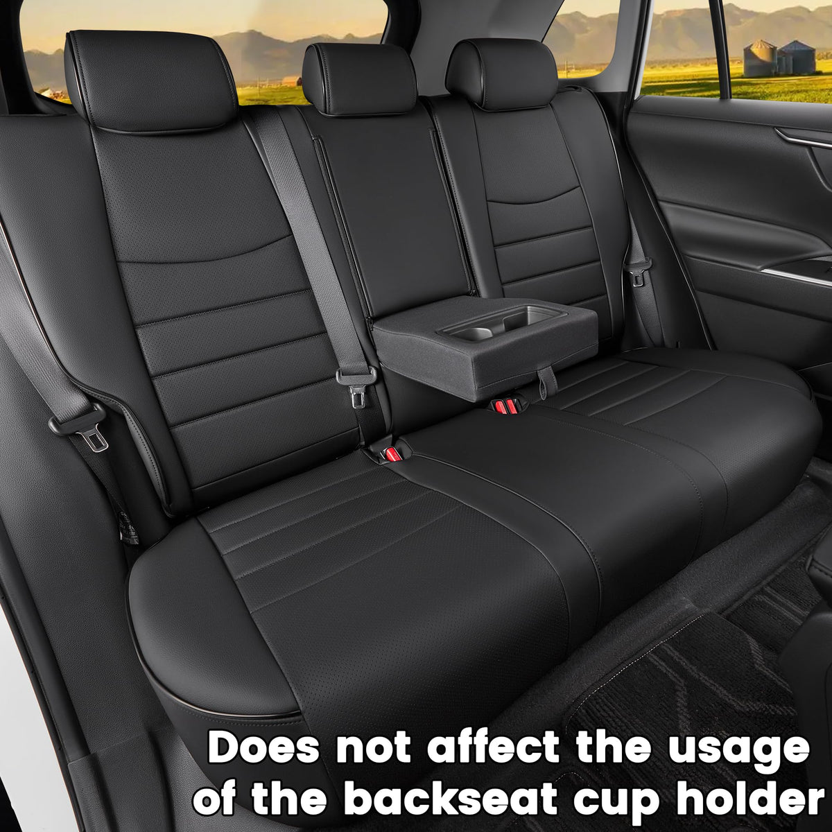 Black Leather 5 Seats Car Seat Covers Set C6723