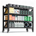 Heavy Duty 4 Tier Metal Storage Shelves with Wheels A266
