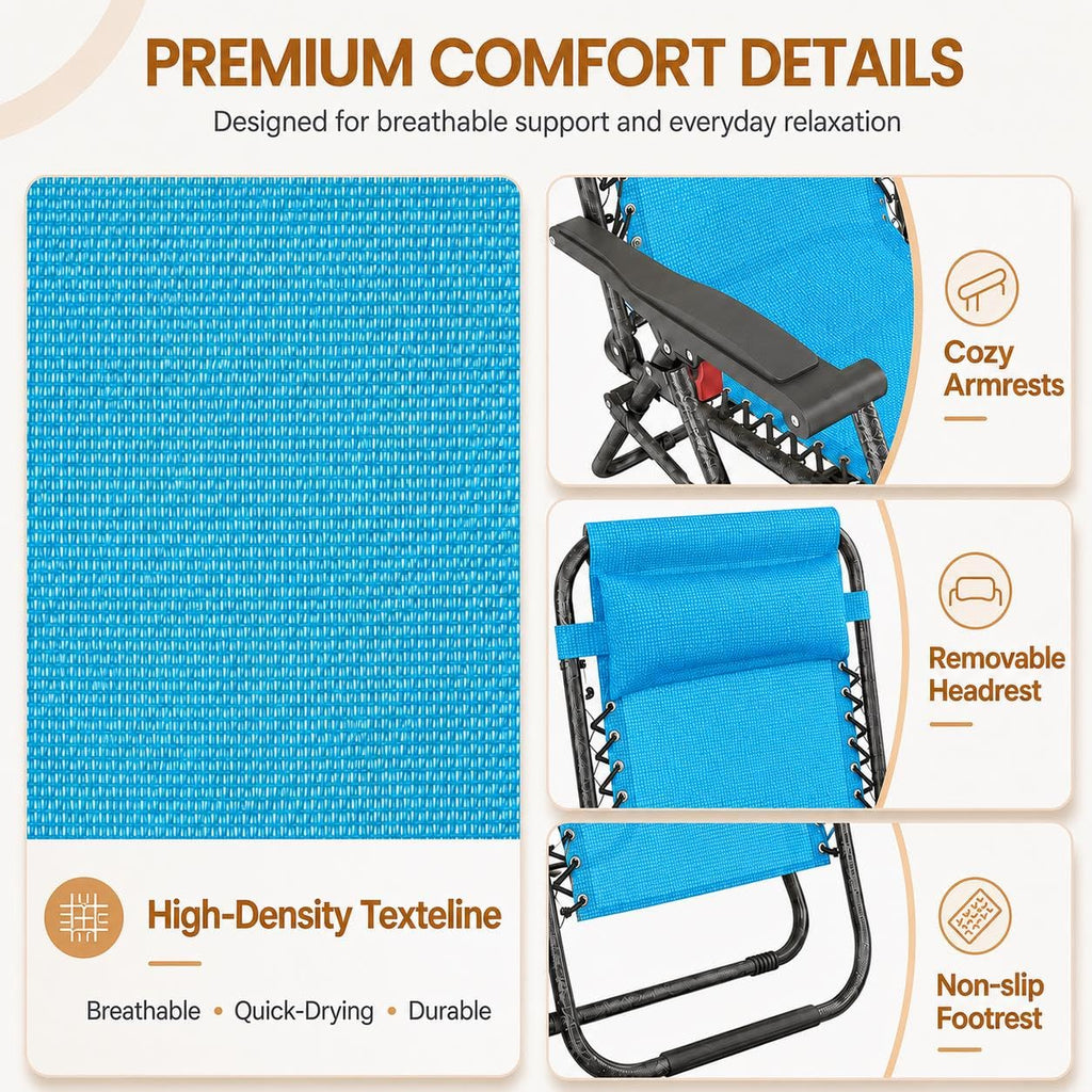 Light Blue Set of 2 Adjustable Zero Gravity Recliners Y12071
