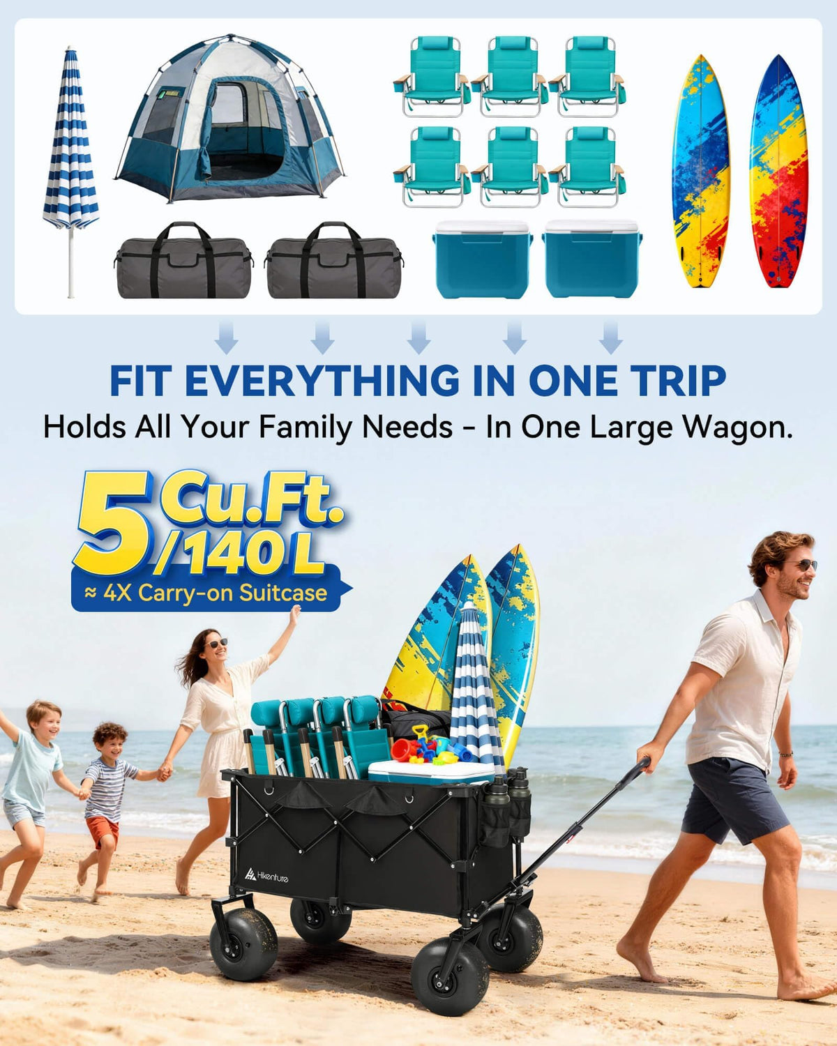Collapsible Beach Wagon with Balloon Wheels Z4174