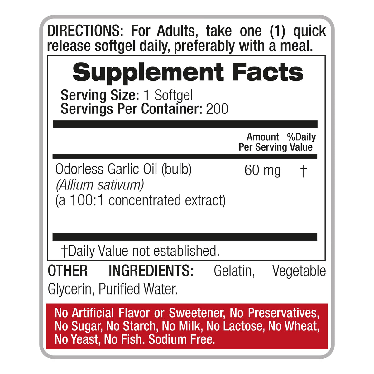 Garlic Supplements 200 Softgels A395