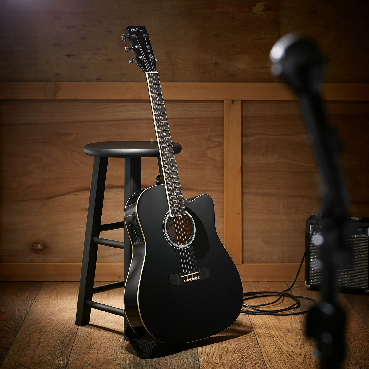 Black Cutaway Thinline Acoustic-Electric Guitar N1972