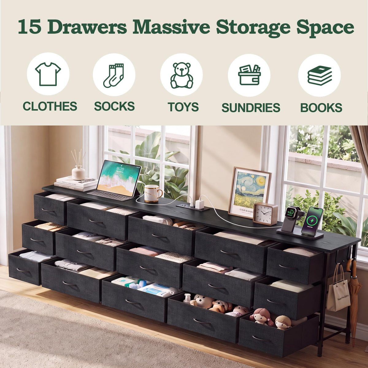 80.7" 15 Drawer Long Dresser N2326