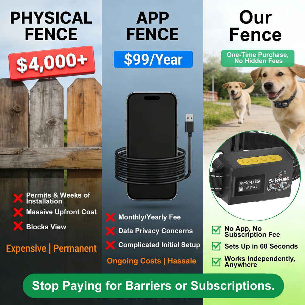 Wireless GPS Dog Fence Collar, 65–9,840 ft Radius, IPX7 Waterproof A8660