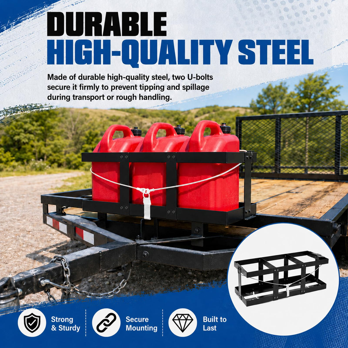 Stainless Steel Gas Can Holder for Three 5 Gallon Fuel Containers I2708