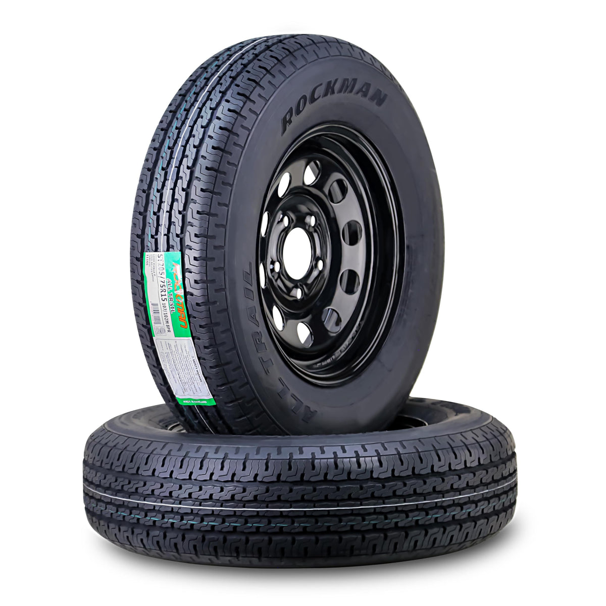 ST205/75R15 8-Ply Trailer Tire Wheel Black Mod Rim Pk2 V516290