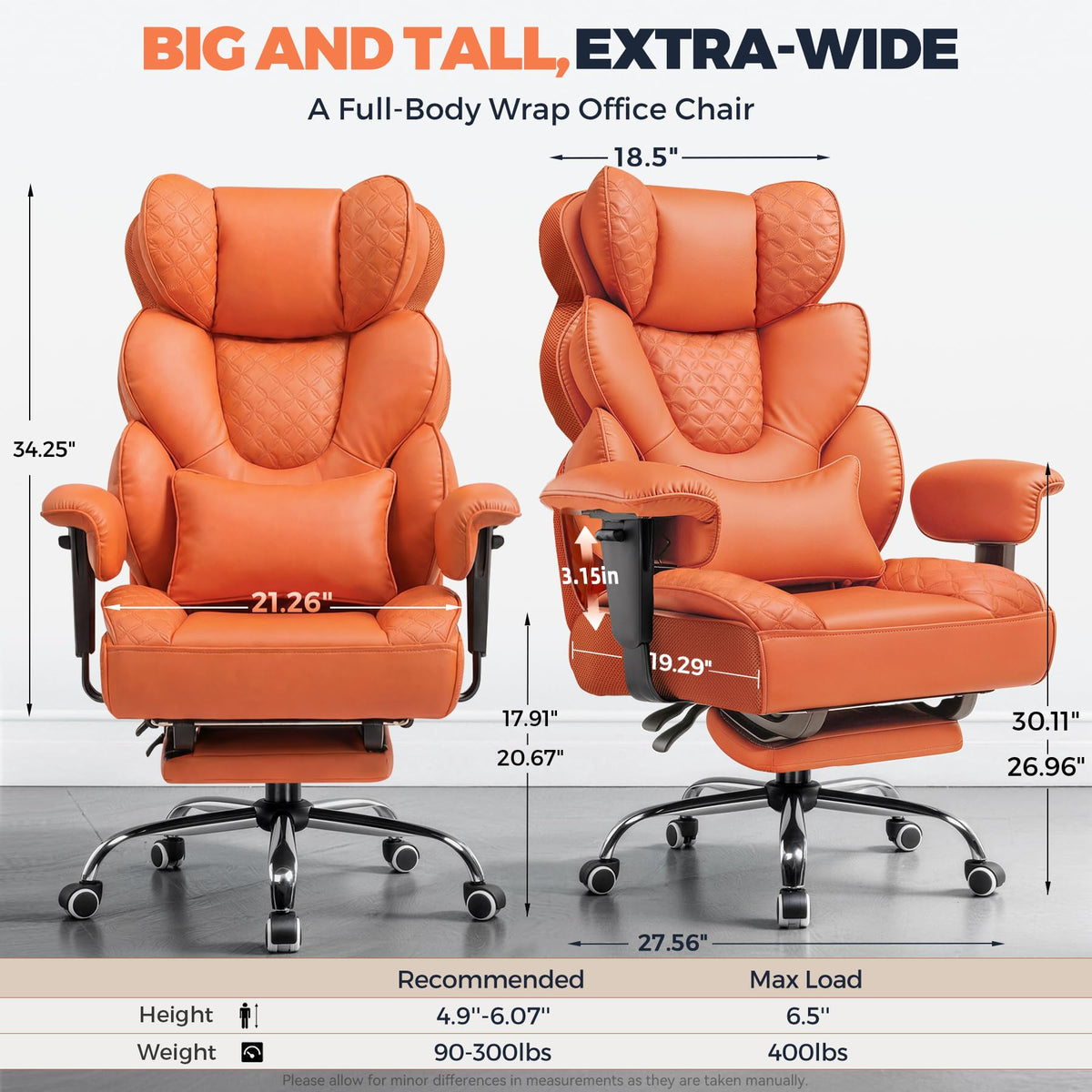 Big and Tall Ergonomic Gaming Chair with Footrest D131478