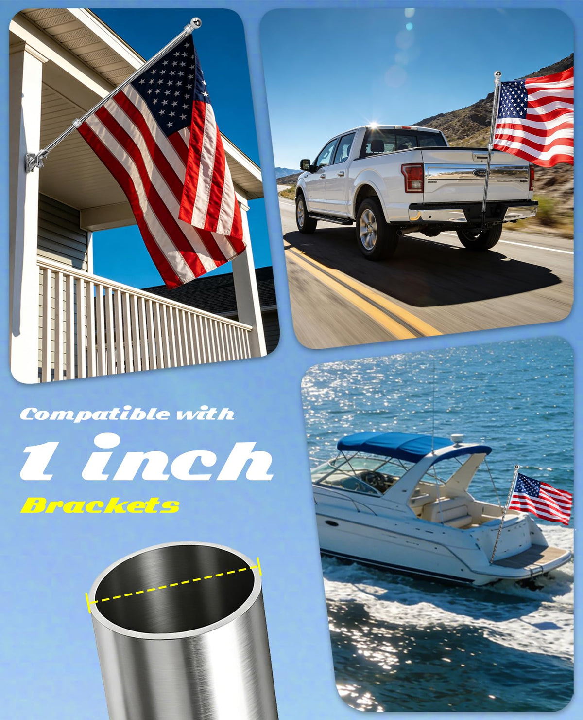 Heavy Duty Stainless Steel Flag Pole Y4478
