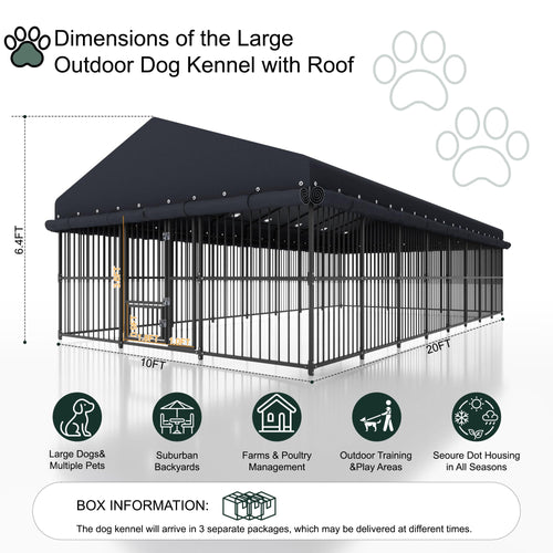 20x10 FT Heavy Duty Outdoor Dog Kennel with Cover M632