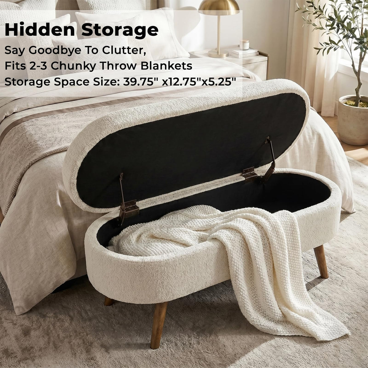 43.5” Upholstered Storage Ottoman Bench E7623