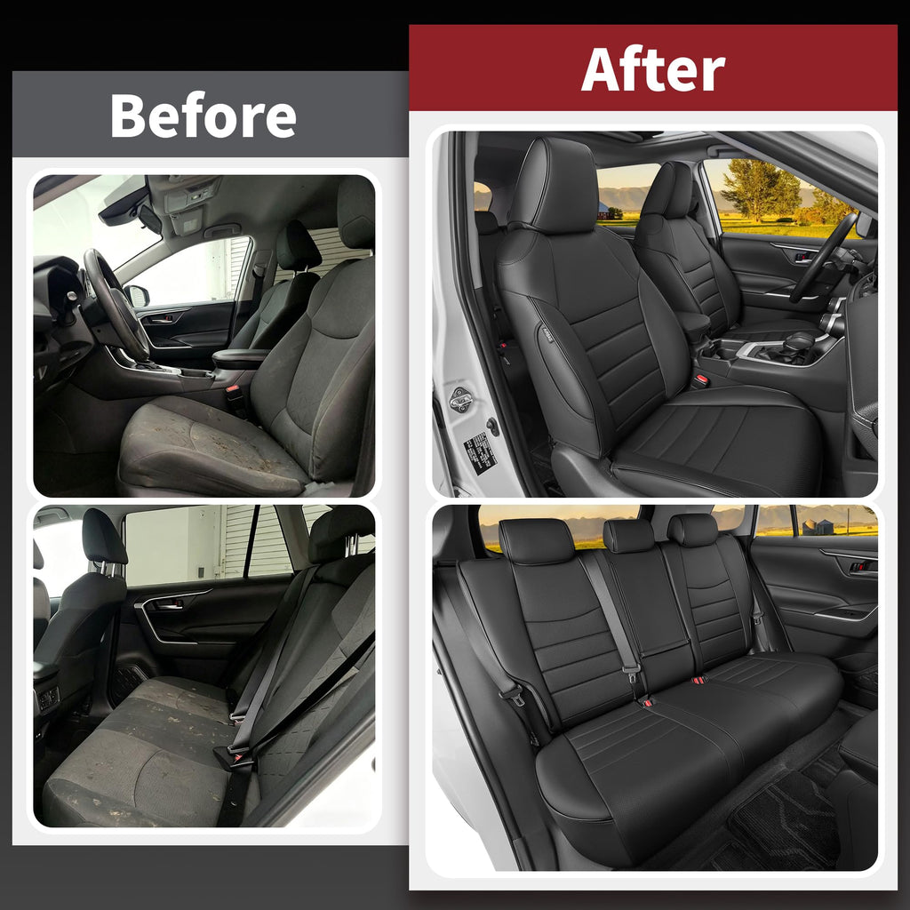 Black Leather 5 Seats Car Seat Covers Set C6723
