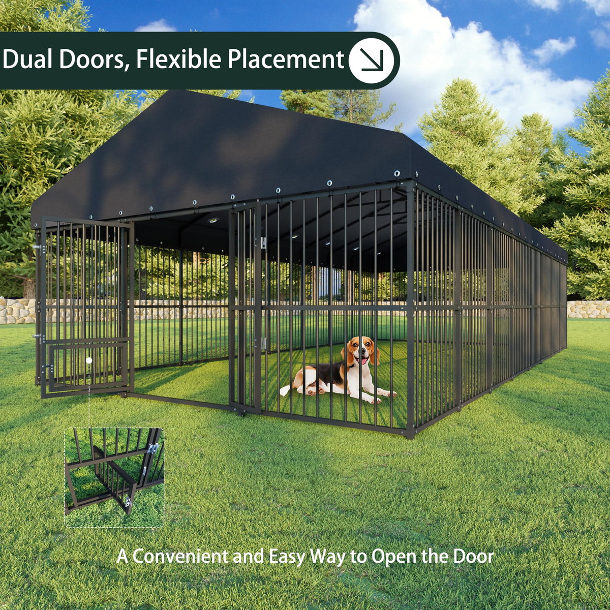 20x10 FT Heavy Duty Outdoor Dog Kennel with Cover M632
