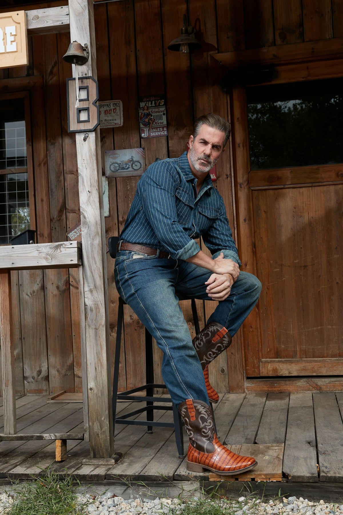 Cowboy Boots for Men Caiman Tail Print H350