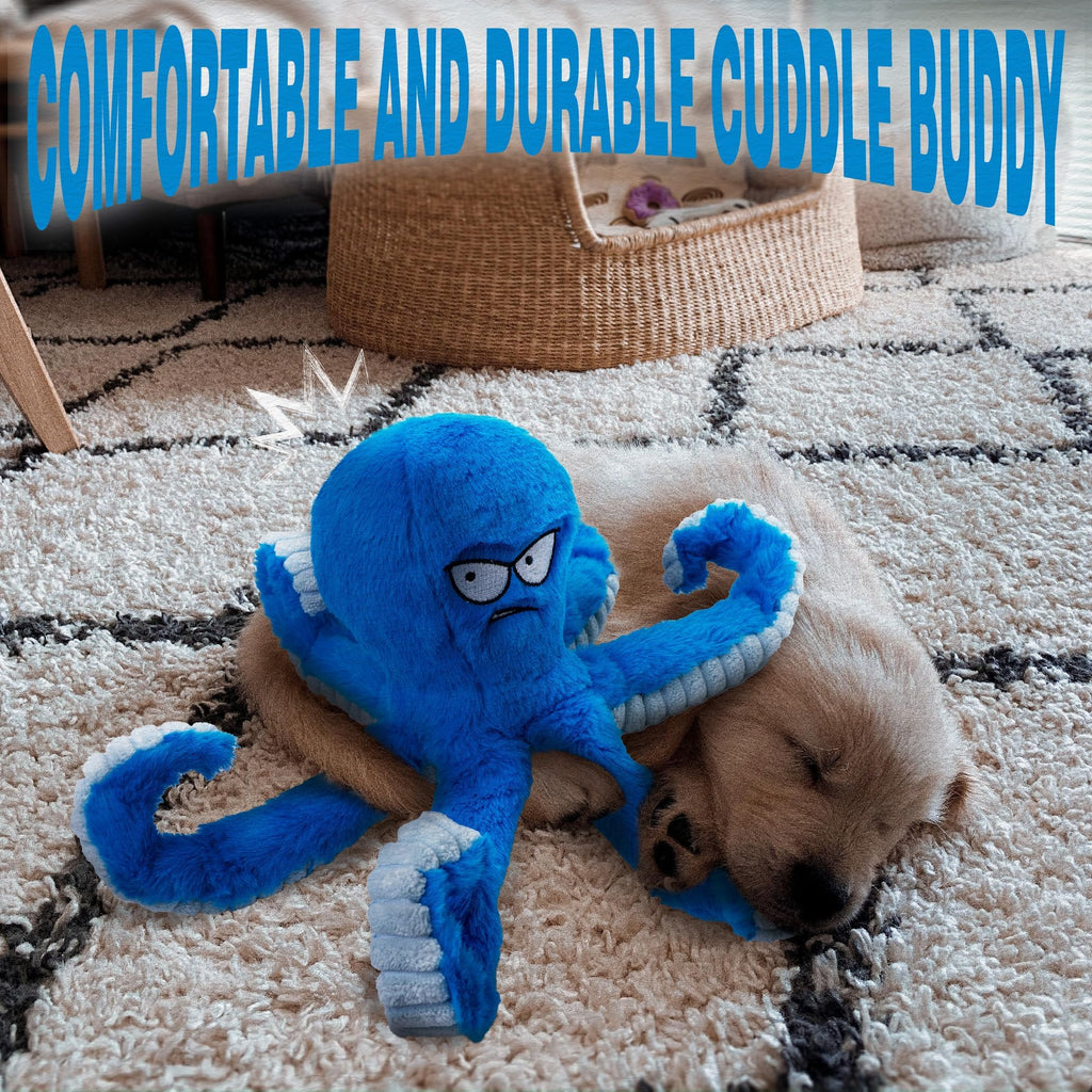 Stuffed Squeaky Crinkle Blue Octopus Dog Toy N9704