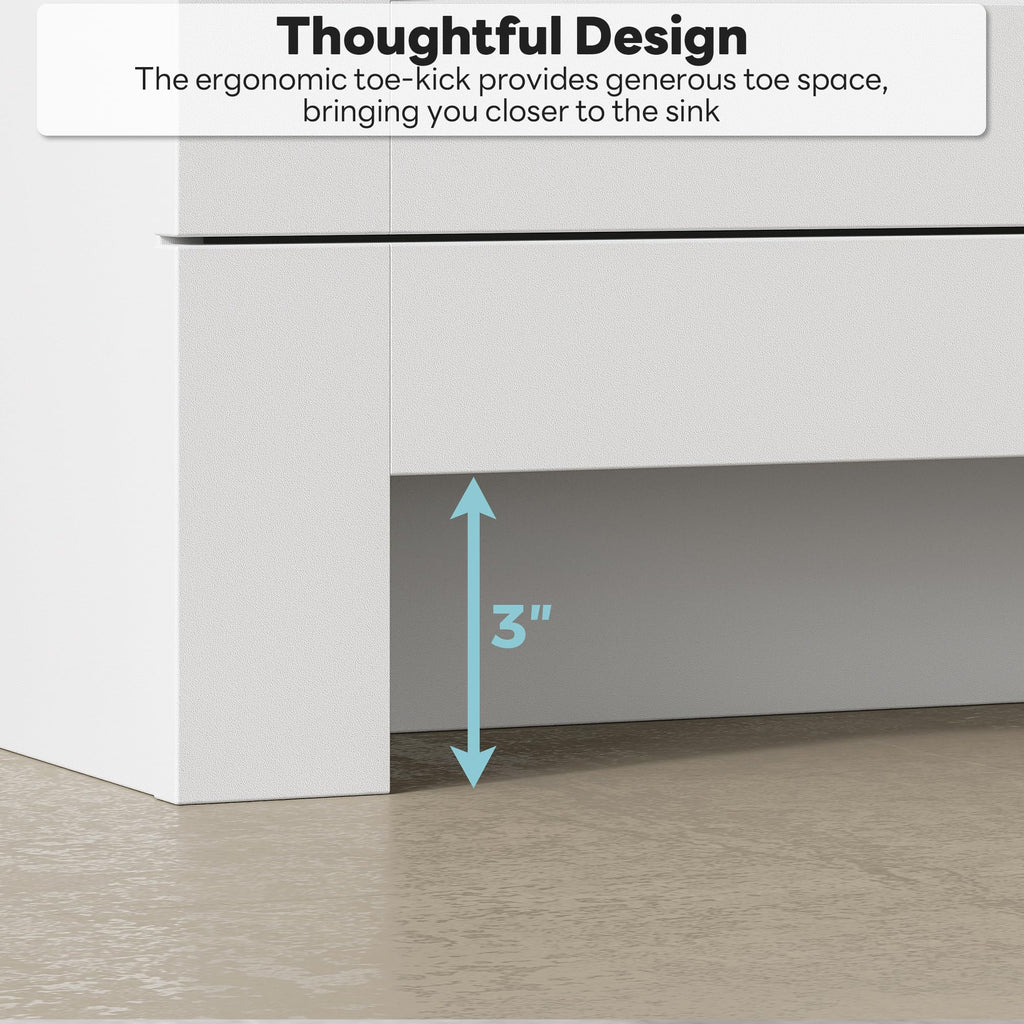 36" White Bathroom Vanity with Sink, 2 Soft-Close Drawers & Doors F969615