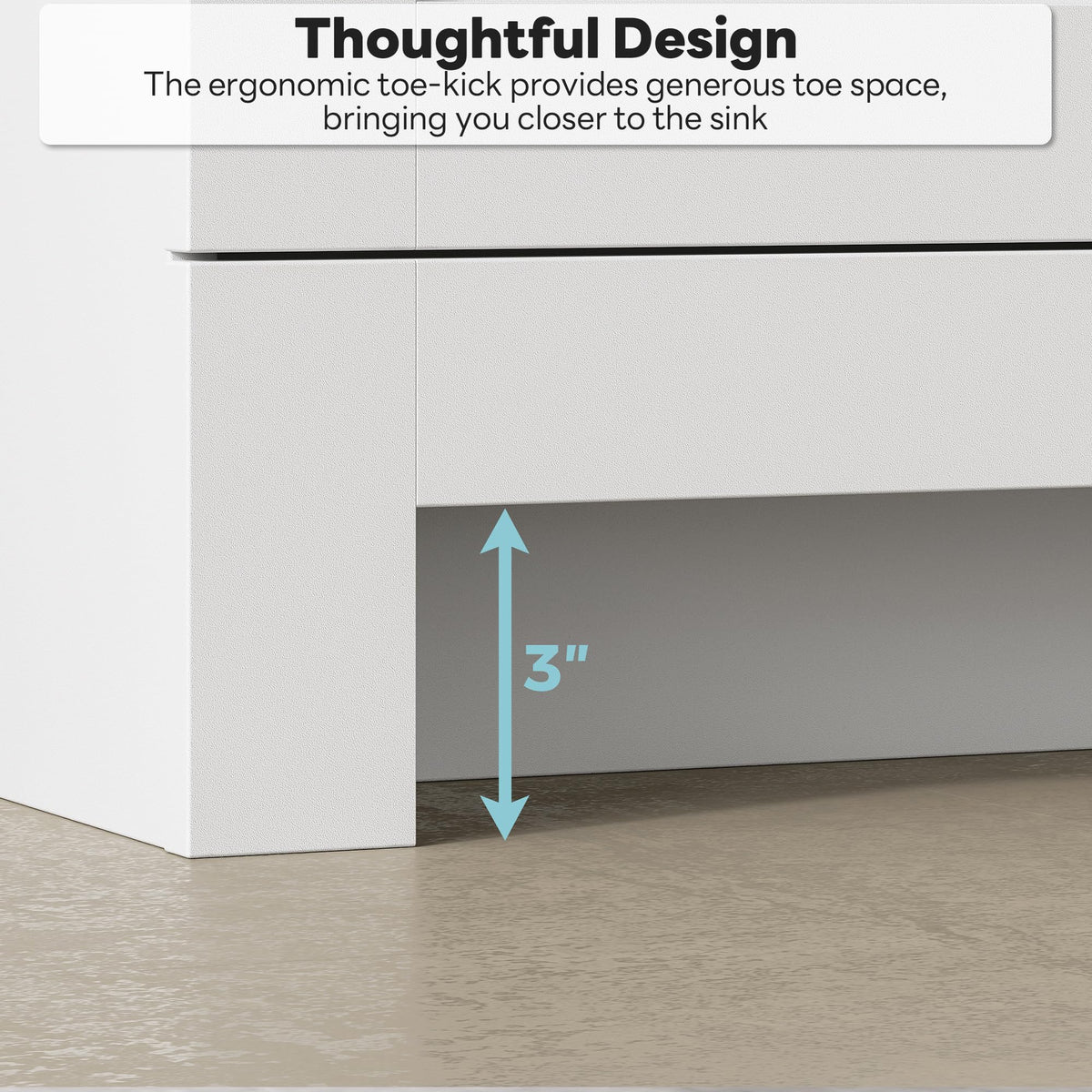 36" White Bathroom Vanity with Sink, 2 Soft-Close Drawers & Doors F969615