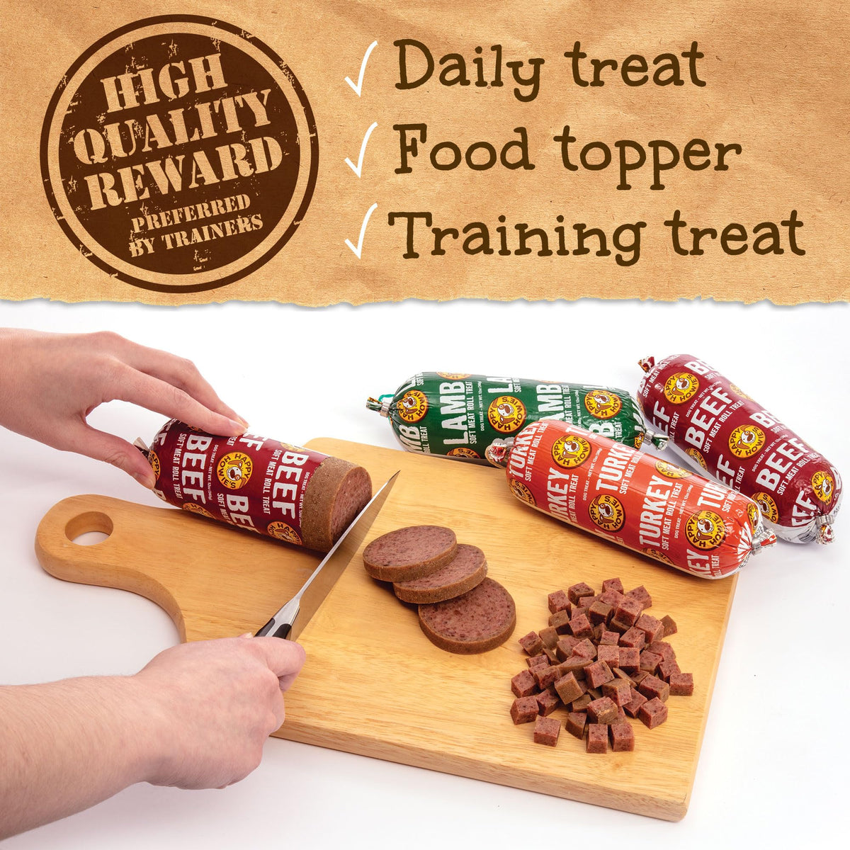 Beef Lamb Turkey Soft Meat Roll Treat 7 Oz (Pack of 3) F2789
