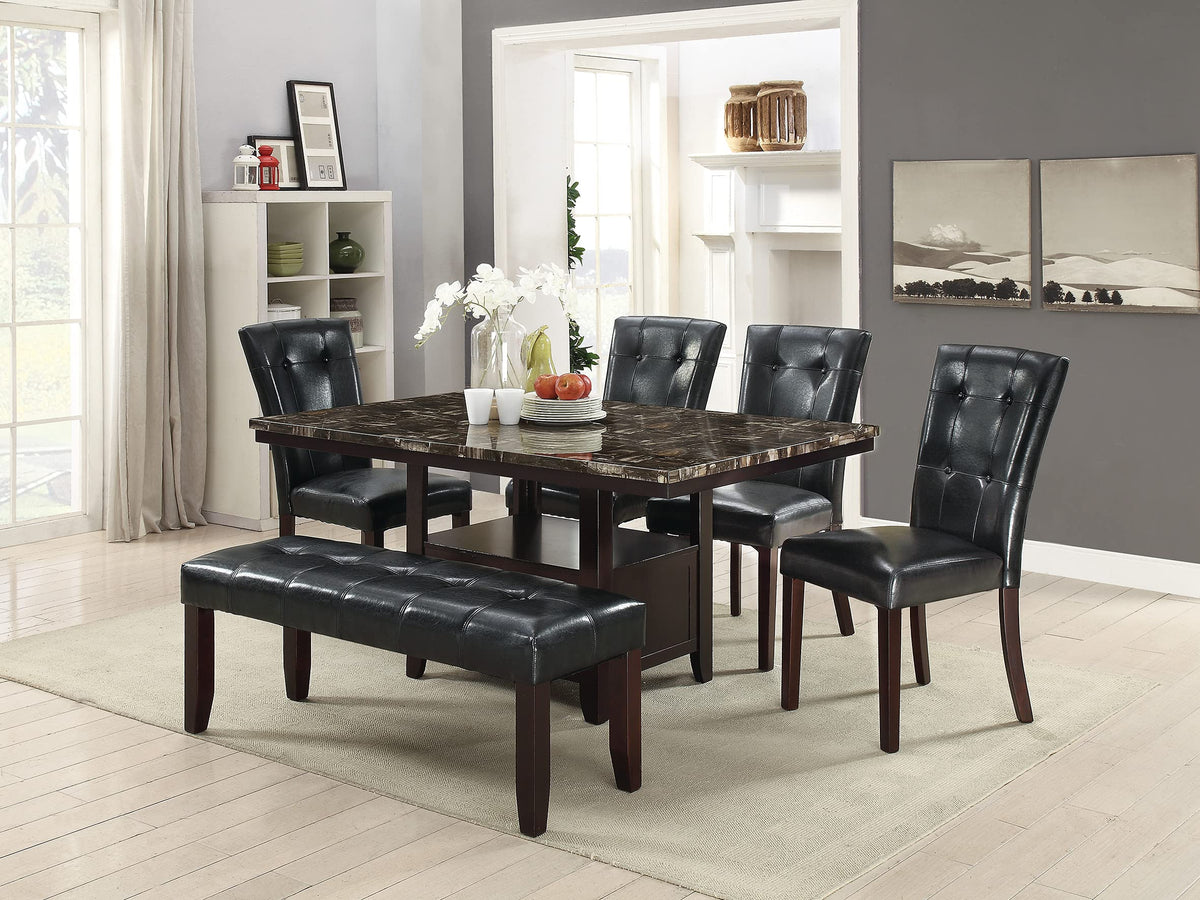 Black Faux Leather Tufted Parson Chairs Set of 2 J8048