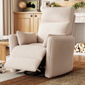 360 Swivel Recliner Chair with 2 Pillows Beige Corduroy C38308