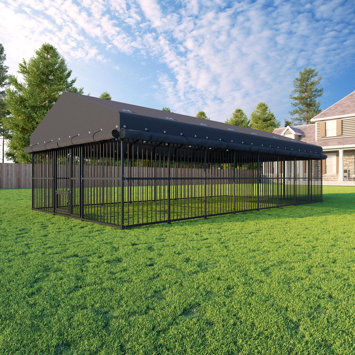 20x10 FT Heavy Duty Outdoor Dog Kennel with Cover M632