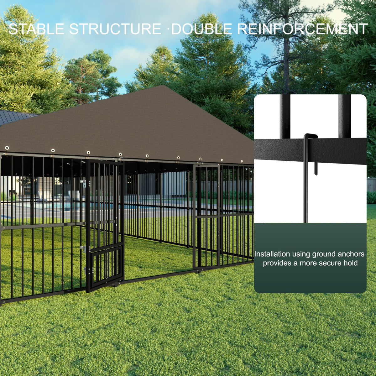 20x10 FT Heavy Duty Outdoor Dog Kennel with Cover M632