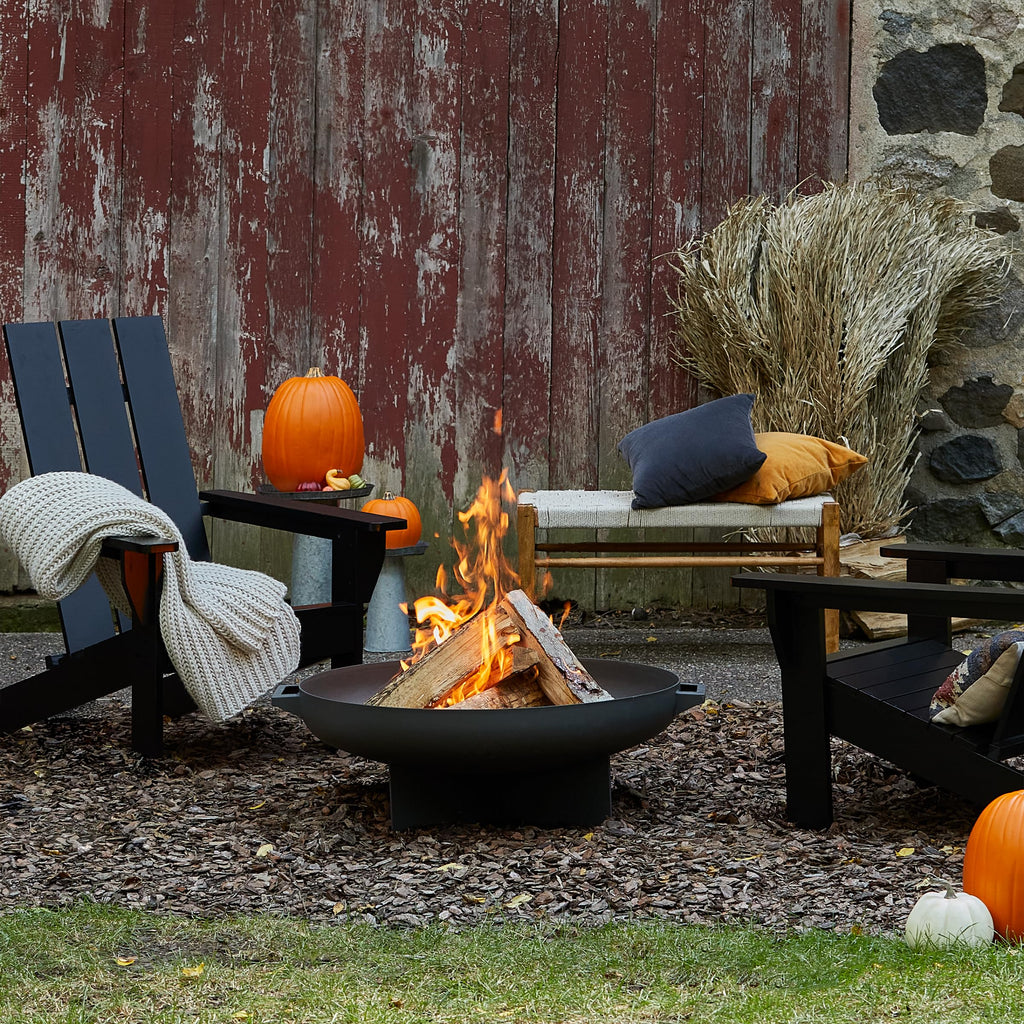 36” Round Wood Burning Steel Fire Pit with Spark Screen, Poker, Log Grate and Storage Cover Y869130